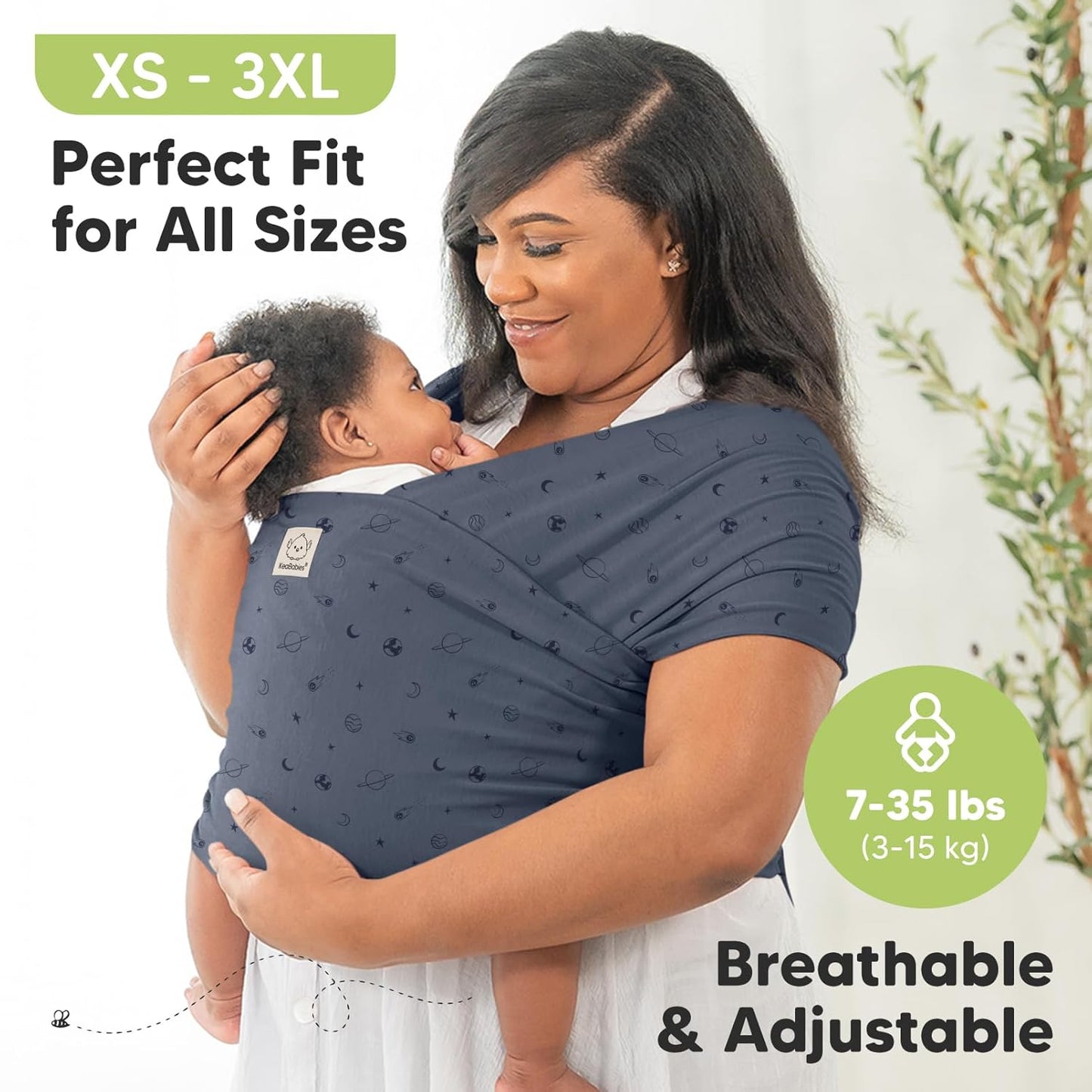 KeaBabies Baby Wrap Carrier - All in 1 Original Baby Carrier Newborn to Toddler Sling, Easy to Wear, Hands Free Bonding, Lightweight, Breathable Infant Wraps (Planets)