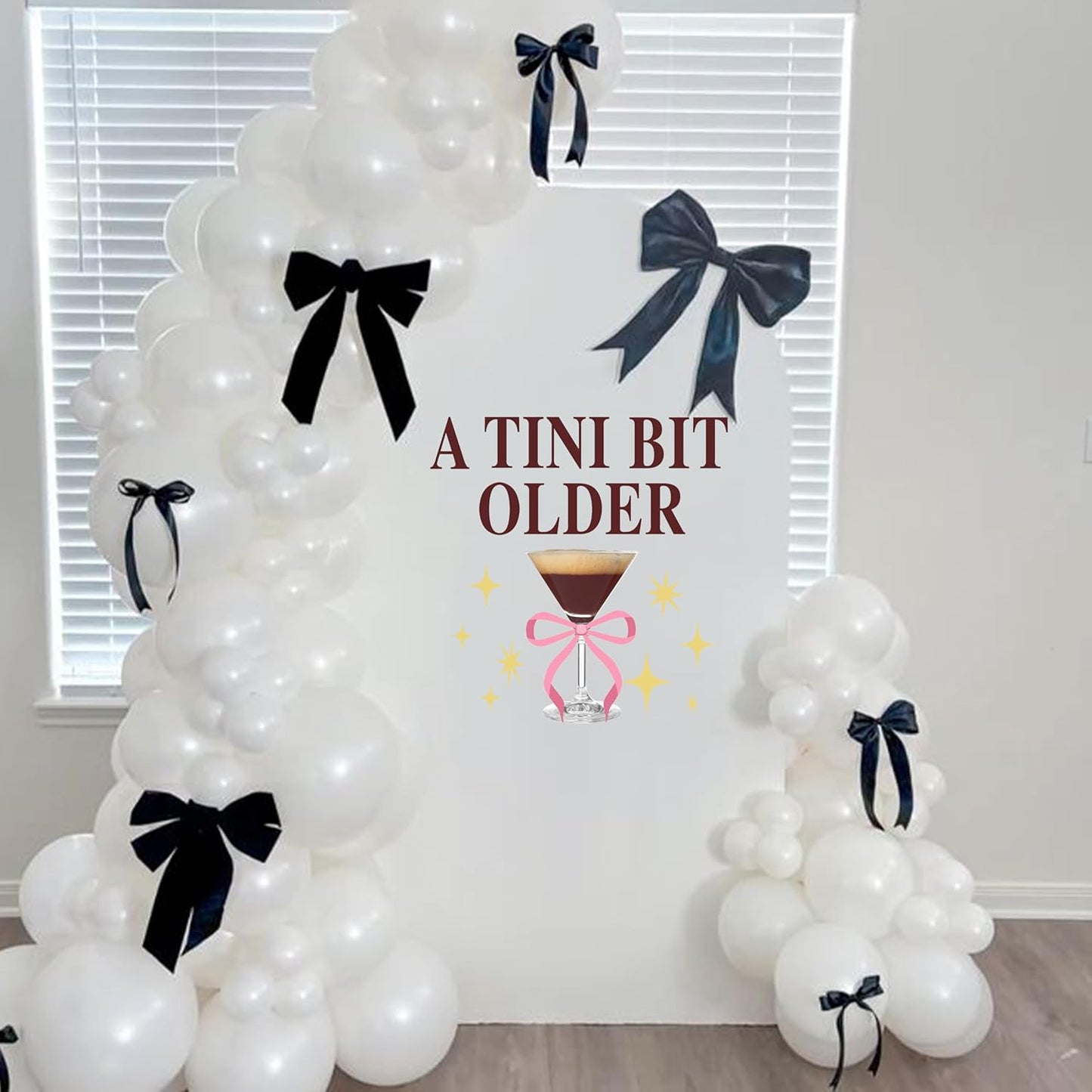 A Tini Bit Older Decal - Espresso Martini Theme Party Supplies Sticker, Martini Bar Party Decorations Birthday Decal, Tini Glass Sign Wall Sticker, Balloon Arch Background Wall Decoration