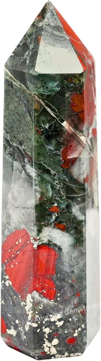 Amazing Gemstone Large African Bloodstone Crystal Towers ~ Natural Healing Crystal Point Obelisk for Reiki Healing and Crystal Grid (5.5" to 6" Inch)