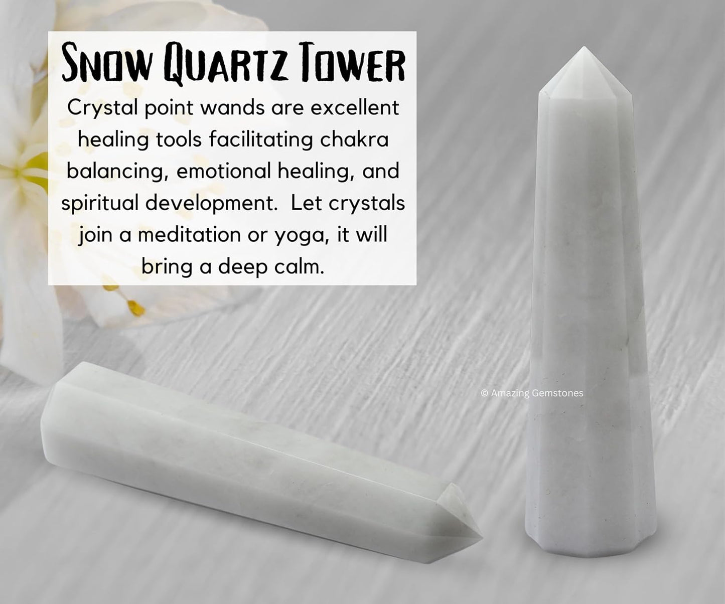 Amazing Gemstone Snow Quartz Crystal Towers - Natural Healing Crystal Point Obelisk for Reiki Healing and Crystal Grid (3 Inch)