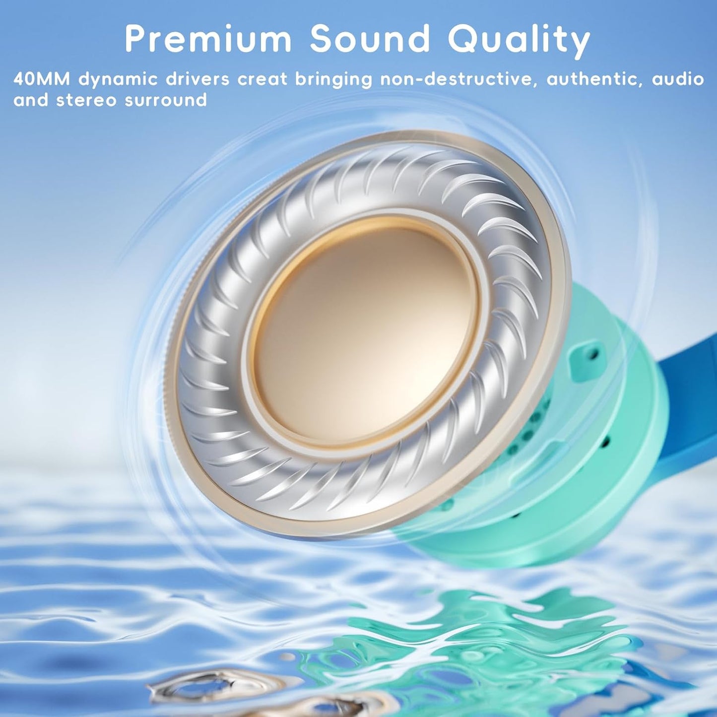 Kids Headphones, Wired Headphones for Kids with Microphone, 85/94dB Volume Limiter Headphone for Girls Boys, Foldable Headphone for Online Study, Gradient Blue