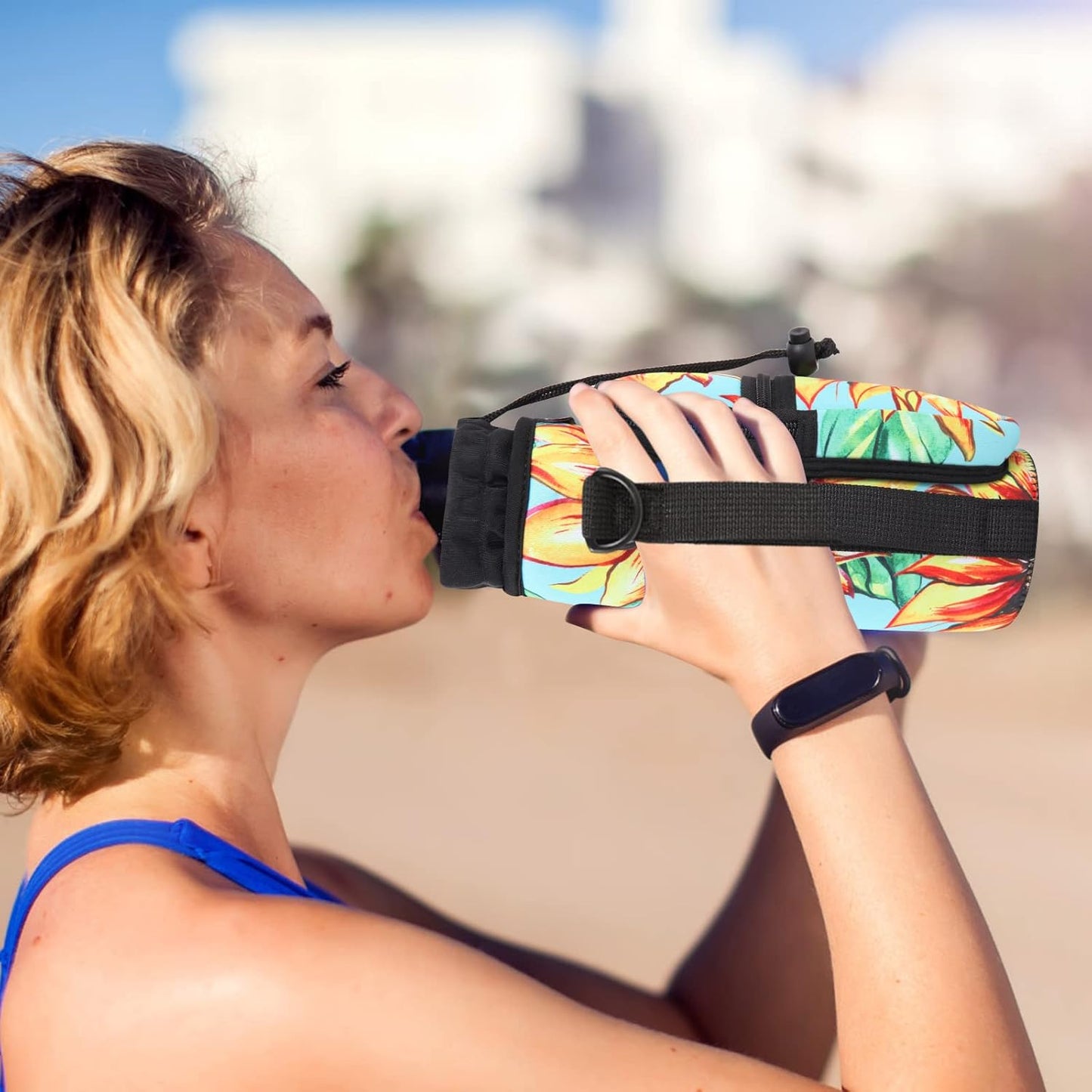 AUPET Water Bottle Sling Bag Sleeve Holder Carrier 25/32/40/64 oz,Insulated Crossbody Water Bottle Case Cover with Strap and Pockets for Men/Women Walking Hiking