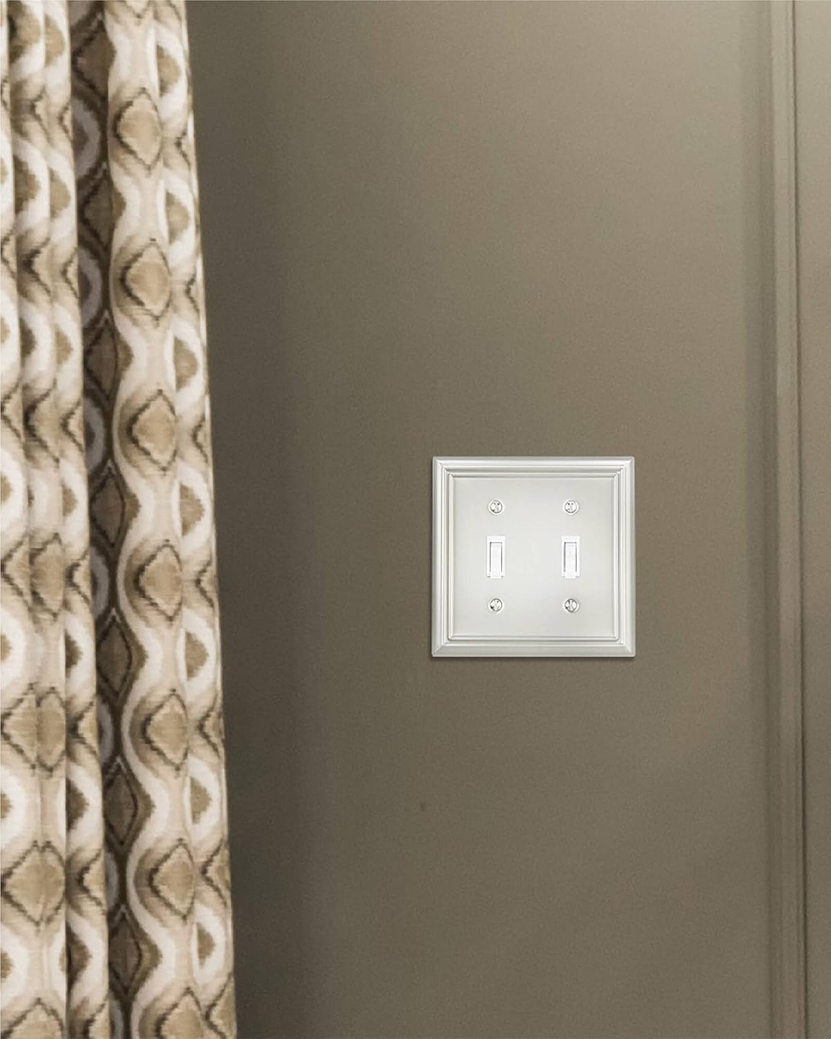 2-Pack Double Toggle Wall Plate, Metal Switch Plate Cover, Satin Nickel Light Switch Cover, Midsize, A031 Series