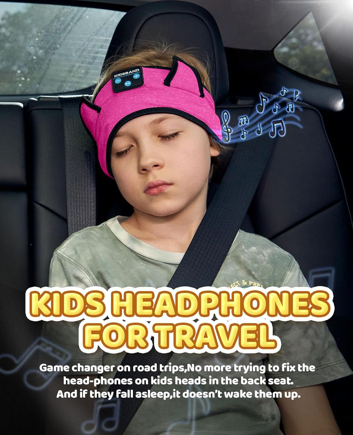 KIDSBAND Kids Headband Headphones, Baby Headphones, Wireless and Wired Playback 3.5 MM Jack for School, Foldable Adjustable Children Headset for Girls Boys,Kindle Tablet Cellphones Airplane Travel