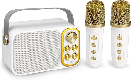 Mini Karaoke Machine for Kids Adult, Portable Bluetooth Karaoke Speaker with 2 Wireless Microphones for Home Party, Great Gifts for Boys and Girls Ages 4, 5, 6, 7, 8,9,10,11, 12+ Years Old