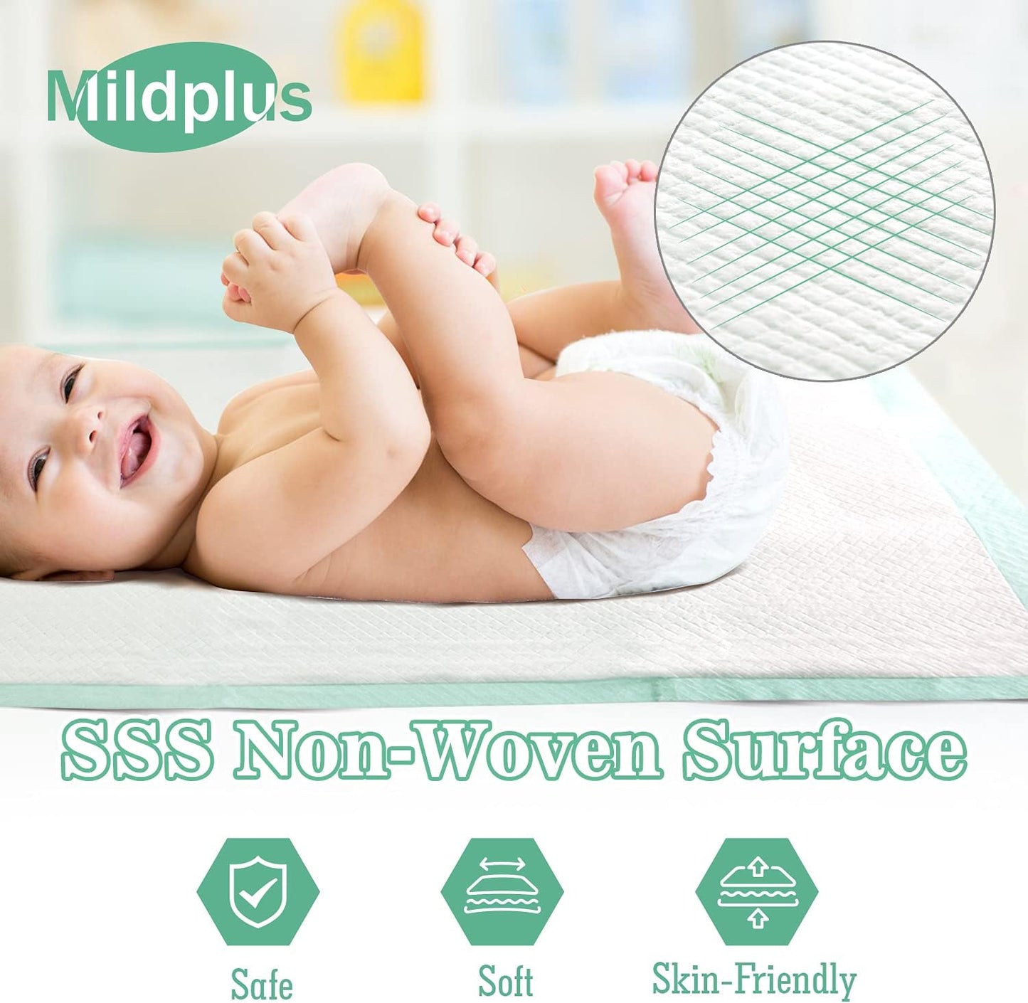 Disposable Underpads with Adhesive Tapes 23'' X 36'' Chucks Pads Heavy Absorbency Incontinence Pads, Waterproof Pee Pads, Thicker Chux Pads for Unisex Adult, Kids and Pet (40 Count)