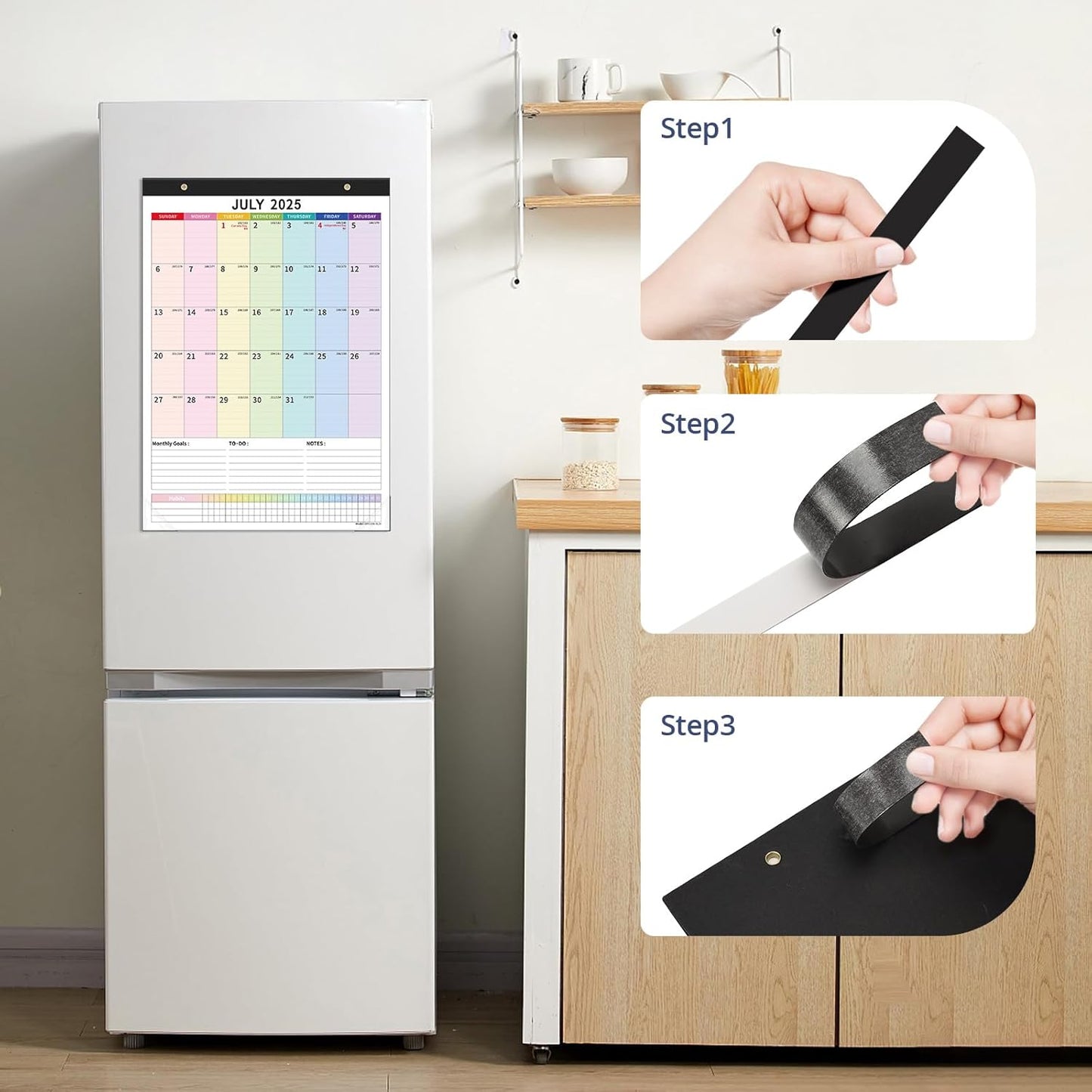 Ospelelf Wall Calendar 2025-2026 Magnetic Calendar for Refrigerator, 12'' x 17'' Desk Calendar 18 Month, Use July 2025 - Dec 2026, Multicolor