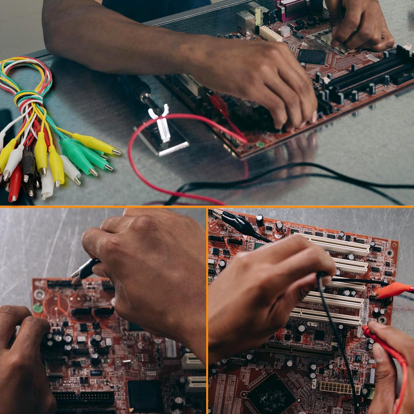 50PCS Crocodile Alligator Clips Electrical, 5 Colors Test Leads & Probes by Dual Ended Insulated Jumper Wires Testing Soldered and Stamping for Circuit Connection Current Voltage Multimeter Experiment