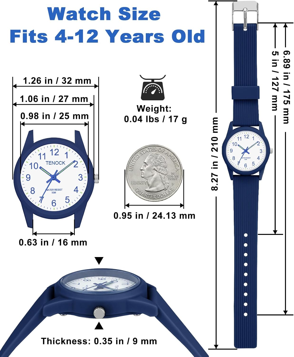 Kids Analog Watches for Girls Boys Watches with Soft Band Learning Time 50M Waterproof Children Watch Easy to Read for Ages 4-12 Kids Gift
