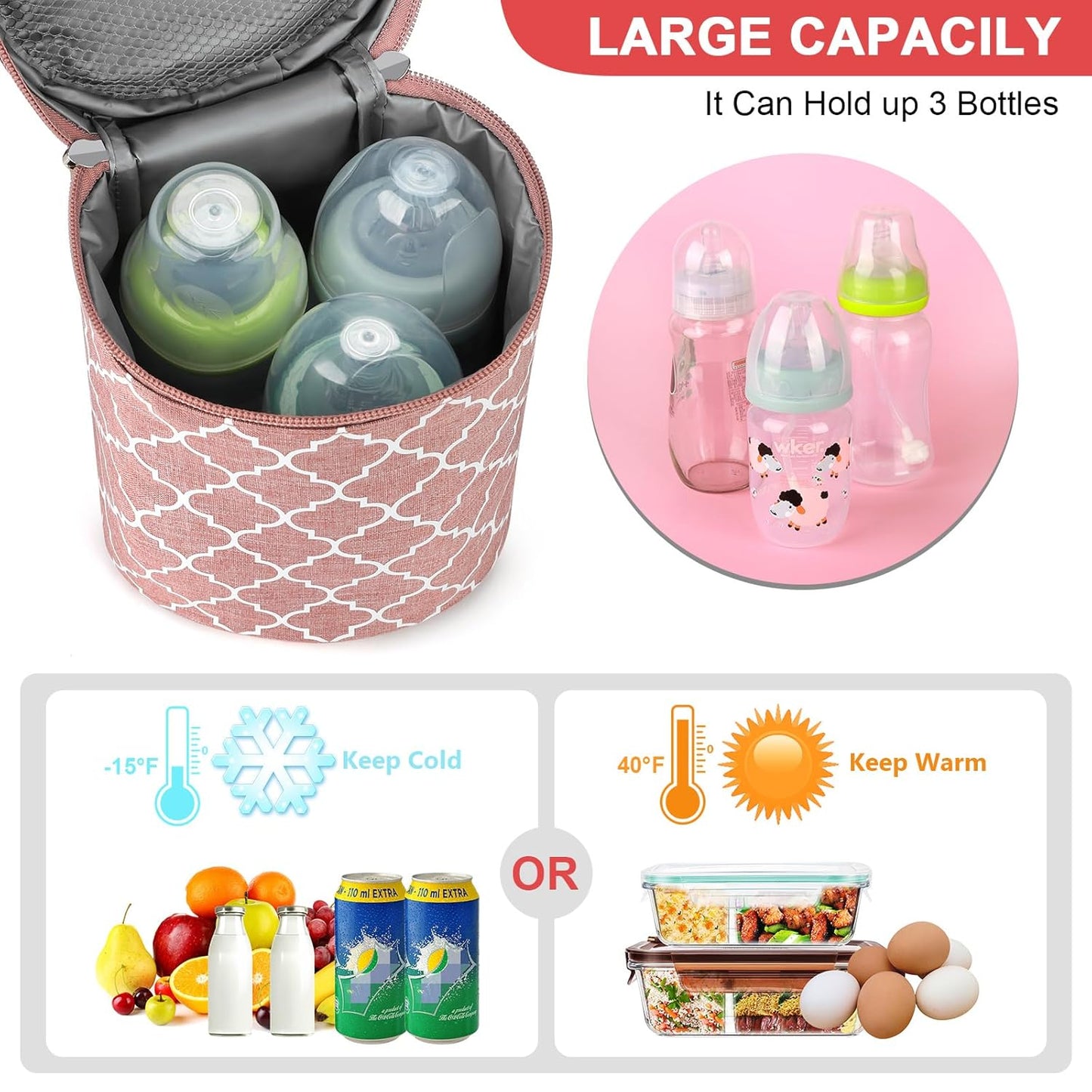 Accmor Breastmilk Cooler Bag, Insulated Baby Bottle Cooler Tote Bags for Nursing Mom Daycare