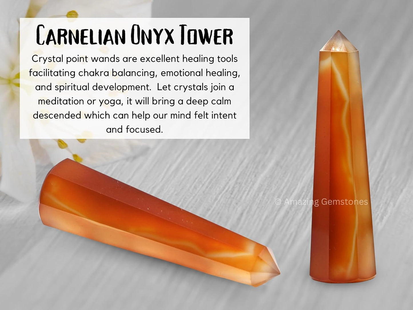 Amazing Gemstone Carnelian Onyx Crystal Towers - Natural Healing Crystal Point Obelisk for Reiki Healing and Crystal Grid (3 Inch)