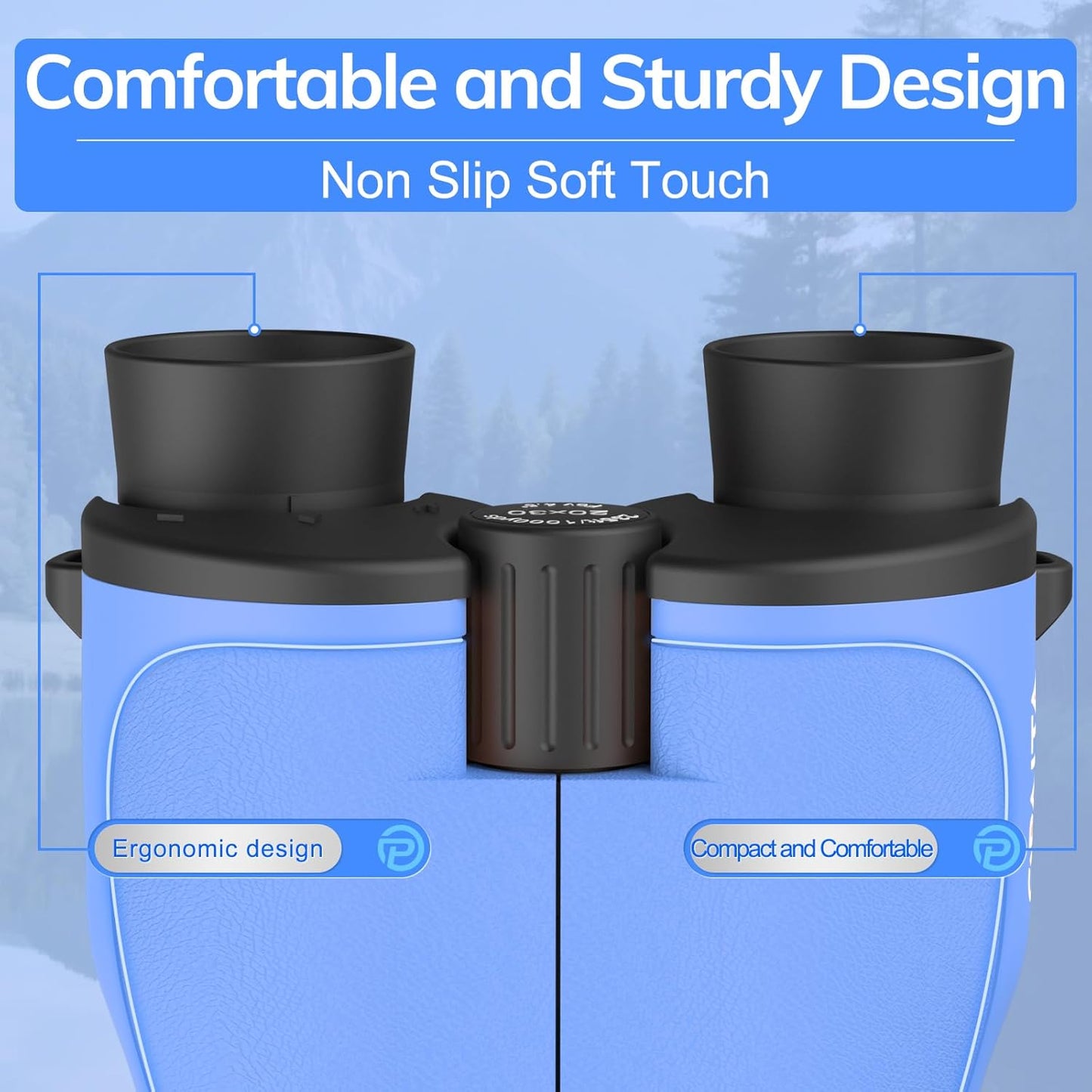 Compact Binoculars for Adults High Powered - OPAITA 20x32 Small Binoculars for Adults Kids with Low Light Vision for Hunting Cruise Ship Travel Concert Hiking Blue