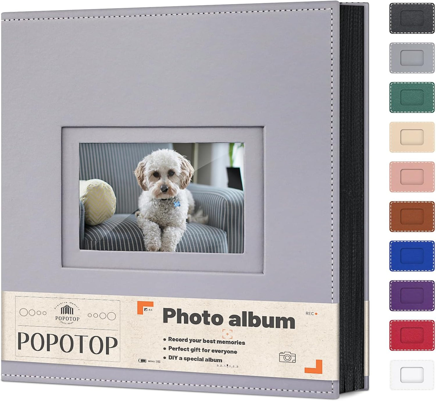 Popotop Photo Album 4x6 500 Pockets with Leather Hardcover Cover, Large Photo Album Binder Book with 50Pcs Pages for Family Travel Wedding Baby Gifts