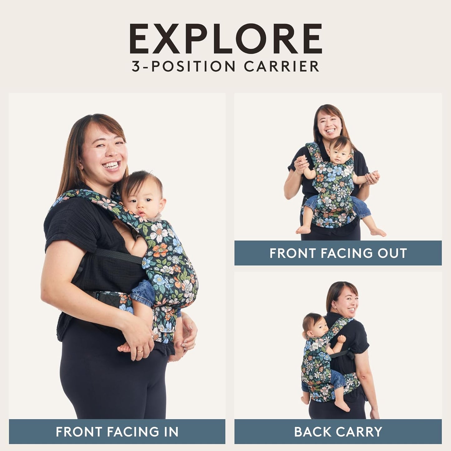 Baby Tula Explore Carriers - Breathable Baby Carrier Newborn to Toddler - Adjustable Toddler Carrier - Multiple Ergonomic Positions Front and Back - Ergonomic Fit for 7-45 lb - Mesh, Olivia