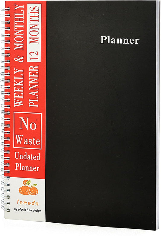 8.5"×11" Undated Weekly Planner, 158 Pages Non Date Monthly Planner Weekly To Do List Notepad with Goals & Note, A4 Large Blank Monthly Planners for Women Men Homeschool Office Supplies