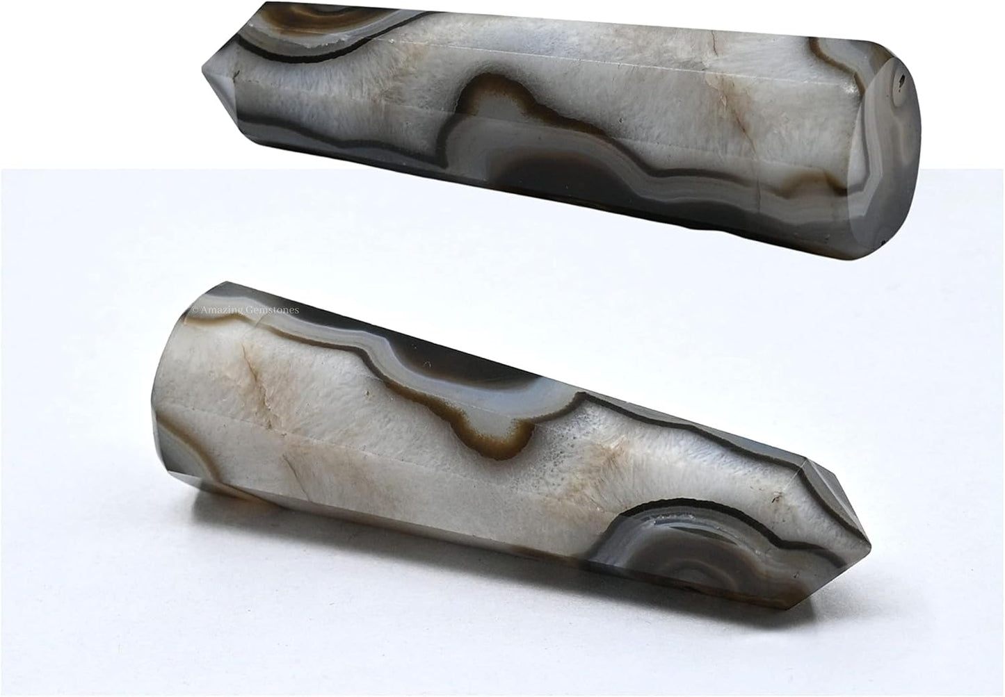 Amazing Gemstone Black Banded Agate Onyx Crystal Towers ~ Natural Healing Crystal Point Obelisk for Reiki Healing and Crystal Grid (2" to 3" Inch)