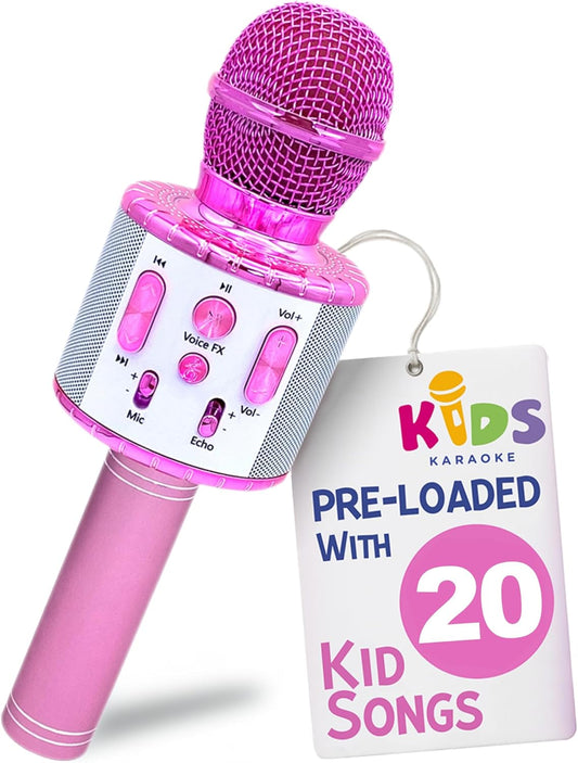 Move2Play, Kids Karaoke Microphone | Includes Pre-Loaded Songs & Bluetooth | Kids Birthday Party Gift | Toy for All Ages 2, 3, 4, 5, 6+ Year Old Girls, Boys & Toddlers