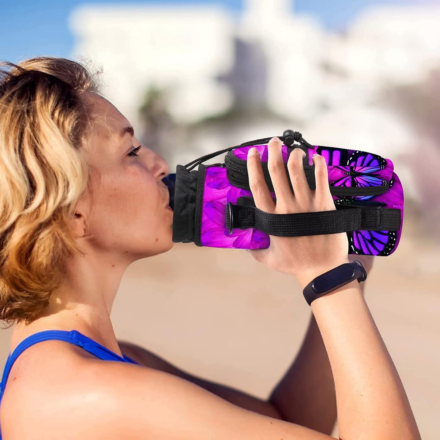 AUPET Water Bottle Sling Bag Sleeve Holder Carrier 25/32/40/64 oz,Insulated Crossbody Water Bottle Case Cover with Strap and Pockets for Men/Women Walking Hiking