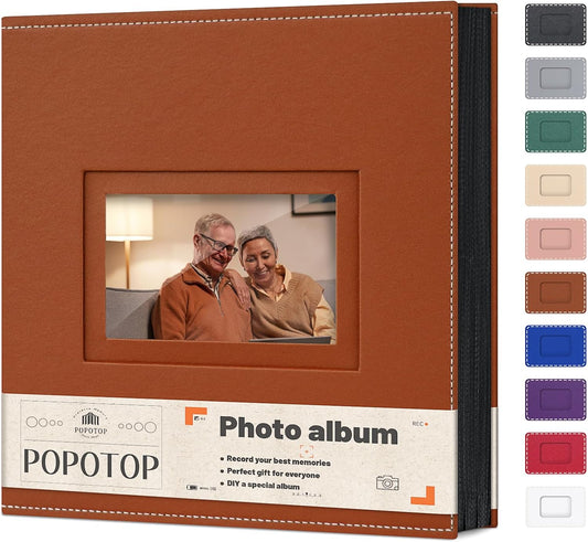 Popotop Photo Album 4x6 500 Pockets with Leather Hardcover Cover, Large Photo Album Binder Book with 50Pcs Pages for Family Travel Wedding Baby Gifts