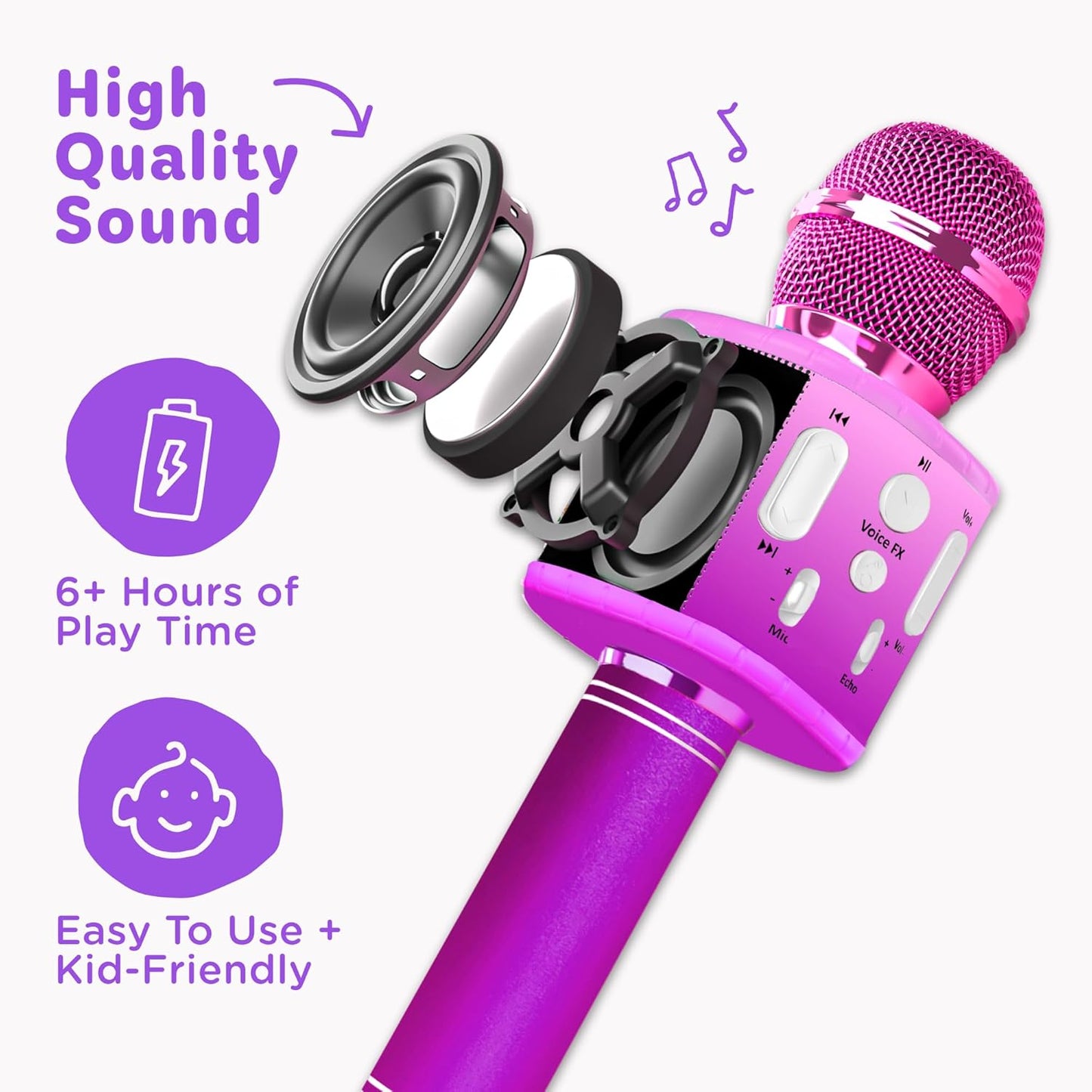 Move2Play, Kids Karaoke Microphone | Includes Pre-Loaded Songs & Bluetooth | Kids Birthday Party Gift | Toy for All Ages 2, 3, 4, 5, 6+ Year Old Girls, Boys & Toddlers