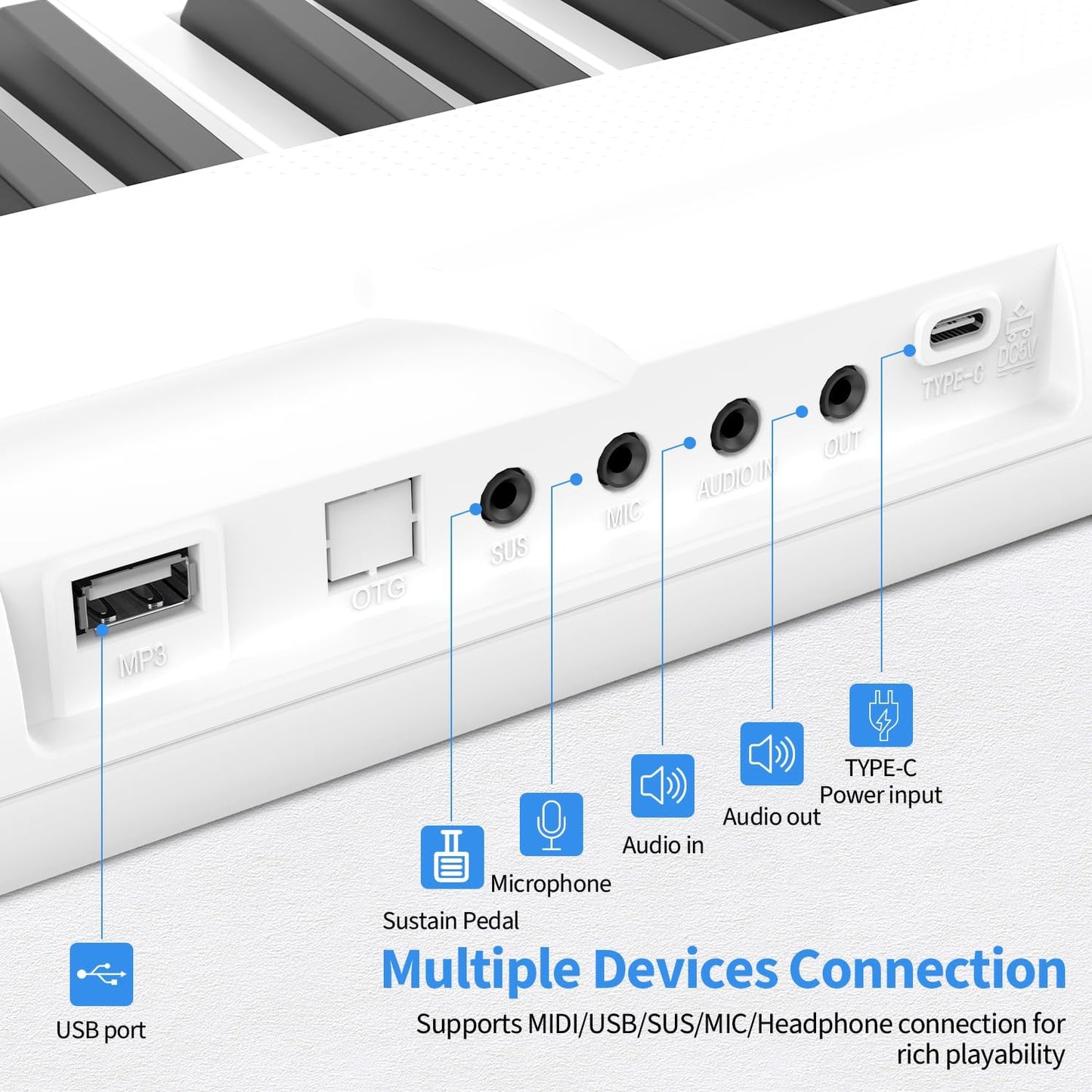 88 Key Piano Keyboard,Beginner Electric Digital Piano with Semi Weighted Keys,Keyboard Piano withSustain Pedal, Power Supply, Stand, Carrying Case,Headphones