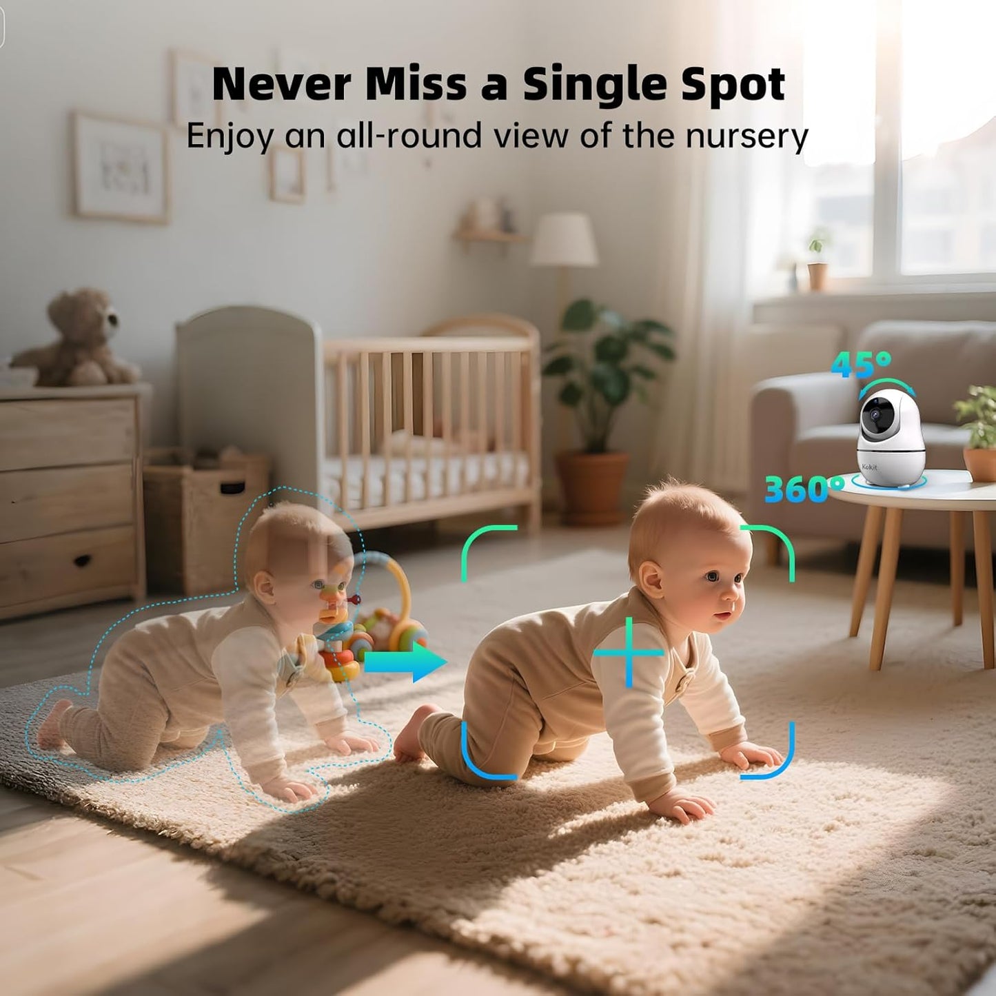 7" 1080P Full HD Split-Screen Baby Monitor,100 Hrs 5000mAh Battery Runs 4 Days with Flexible Bracket,No WiFi Baby Monitor with 2 FHD Cameras Hack-Proof,4X Zoom,2-Way Talk,Temp Alert/Lullabies/VOX