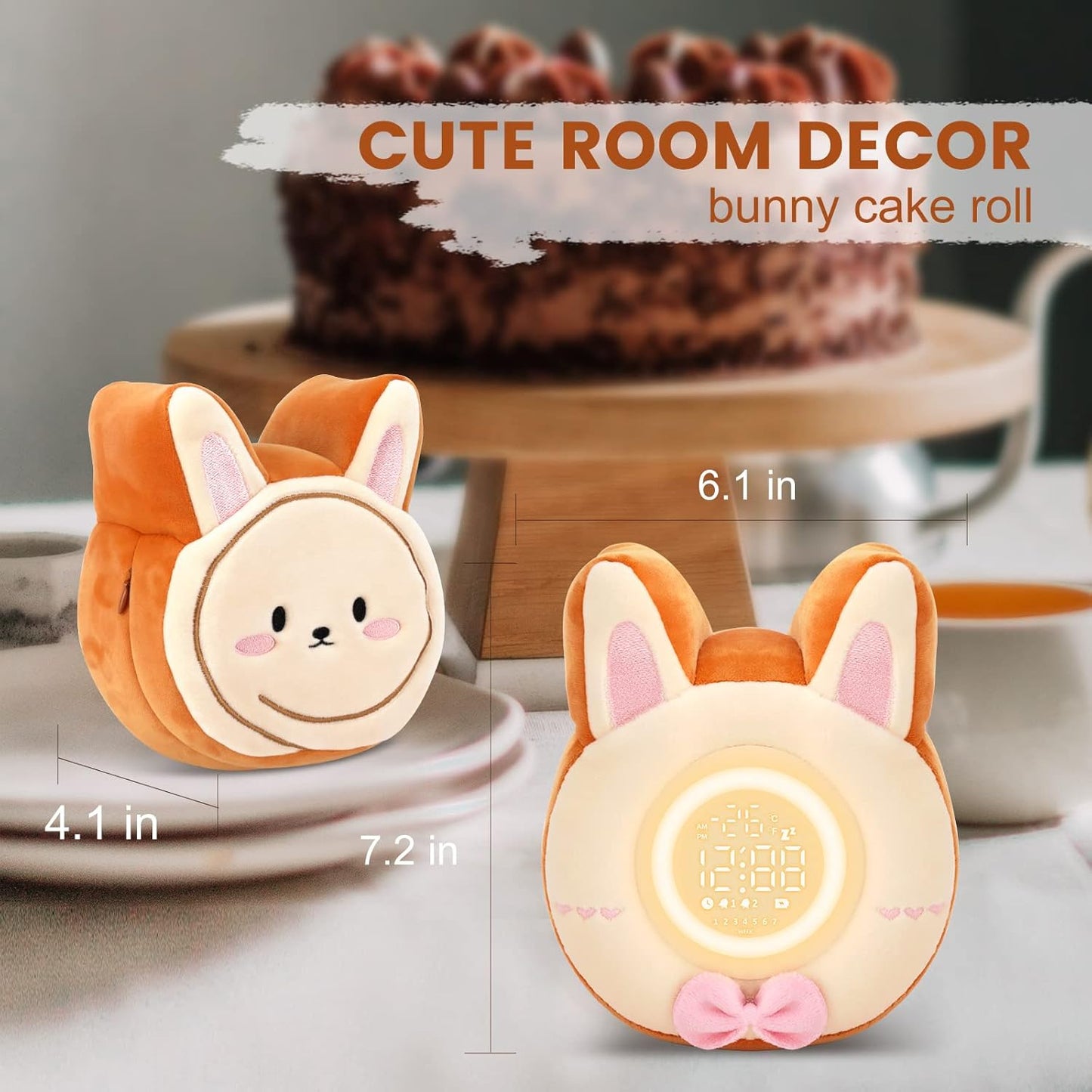 QANYI Bunny Night Light for Kids - Soft Plush Toy with Bunny Alarm Clock, Sleep Light for Bedroom, Gifting, Christmas, New Year