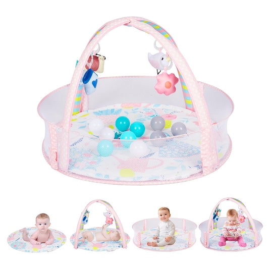 Activity Gym, Baby Play Gym Mat for Toddlers, 0-18 Months Tummy Time Play Mats, Infant Play Gym with Detachable Toys for Sensory Exploration and Motor Skill Development, PM2407