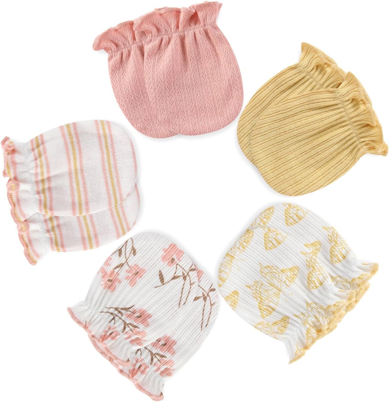 5 Pack Unisex New Born Boy Girls No Scratch Mittens Cotton Soft Baby Gloves Accessory 0-3 Months Infant Essentials