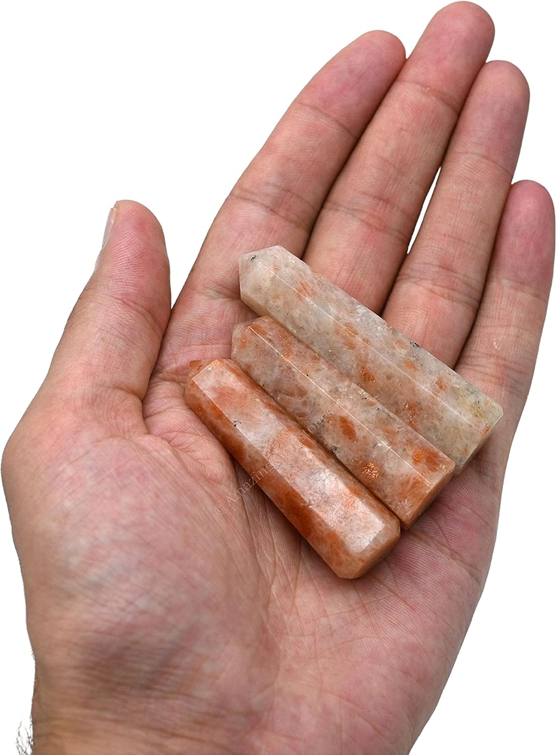 Amazing Gemstone Sunstone Crystal Towers - Natural Healing Crystal Point Obelisk for Reiki Healing and Crystal Grid (2" to 3" Inch)