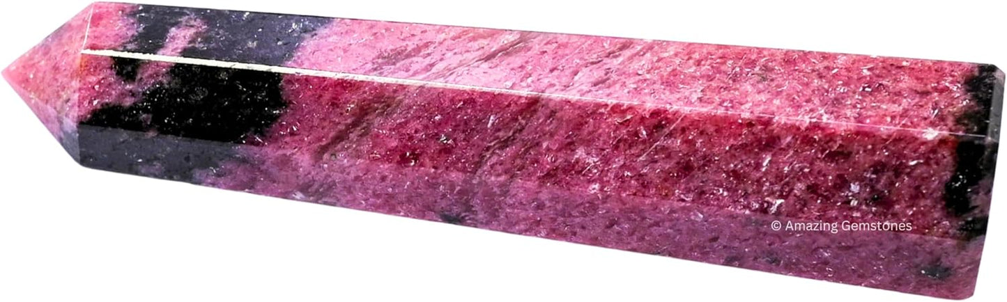 Amazing Gemstone Rhodonite Crystal Towers - Natural Healing Crystal Point Obelisk for Reiki Healing and Crystal Grid (3 Inch)