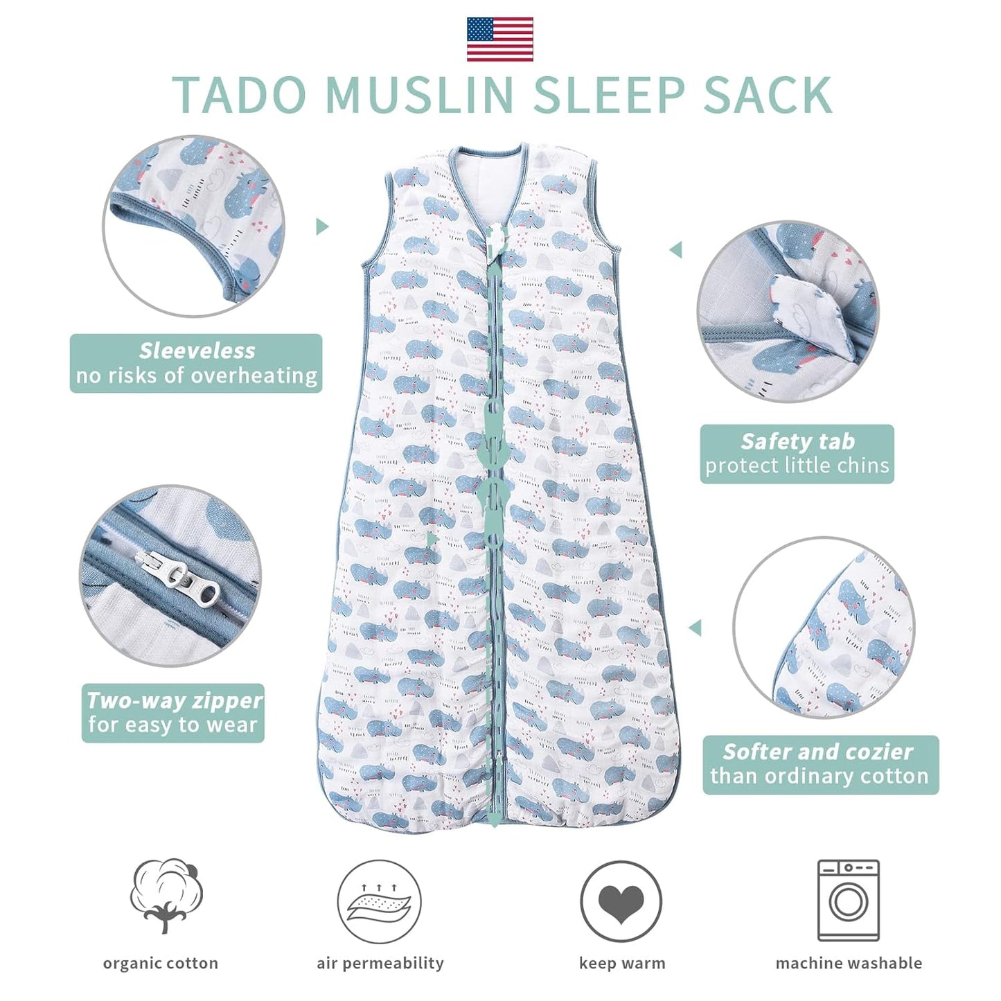 Toddler Sleep Sack, 70% Rayon from Bamboo and 30% Cotton Baby Wearable Blanket Winter 2.5 TOG Sleeping Sacks Warm (2-4T)