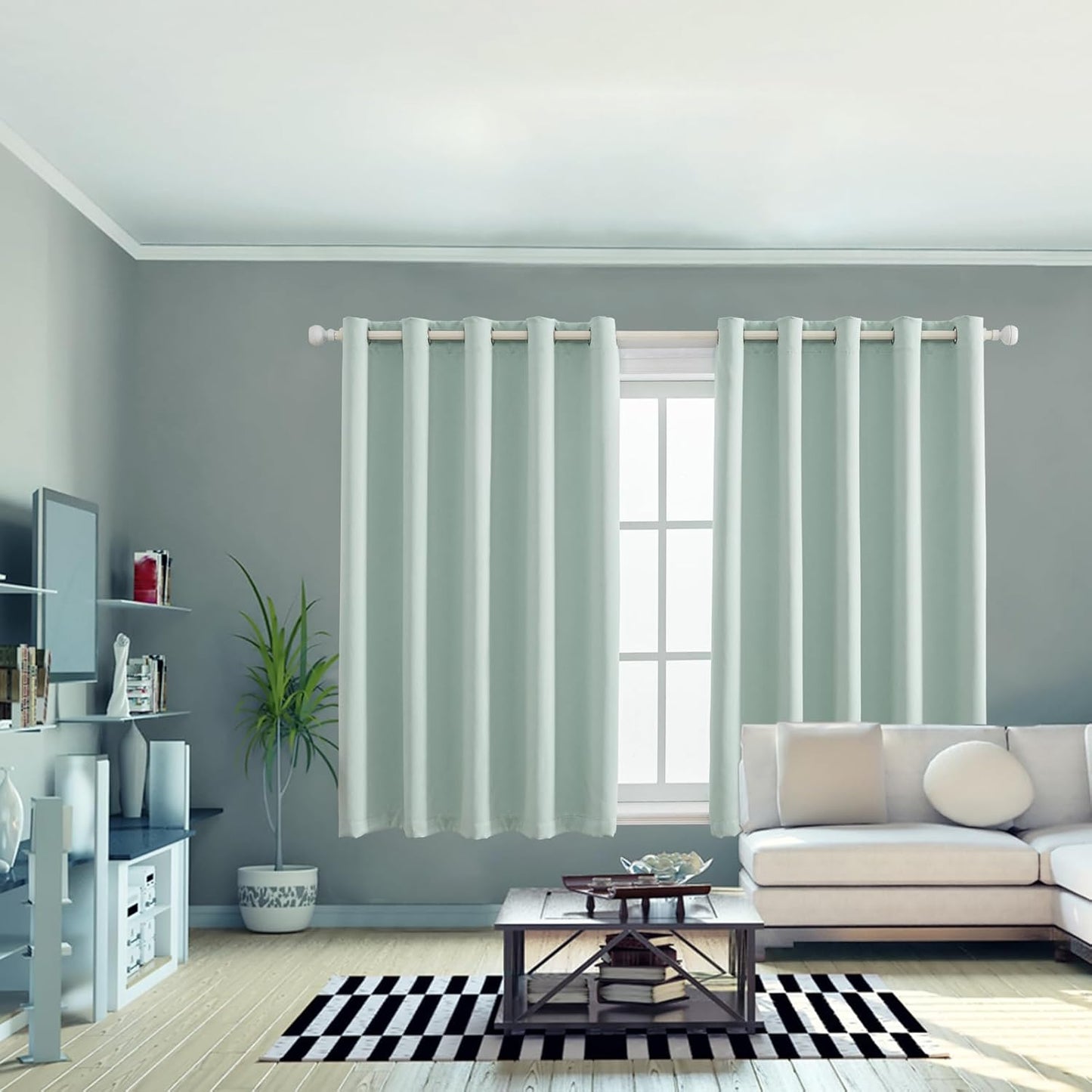 Anytime 100% Blackout Curtain Set, Thermal Insulated & Energy Efficiency Window Draperies for Guest Room, Full Shading Panels for Shift Worker and Light Sleepers（Light Blue, 2 Panels, 70W x 63L）