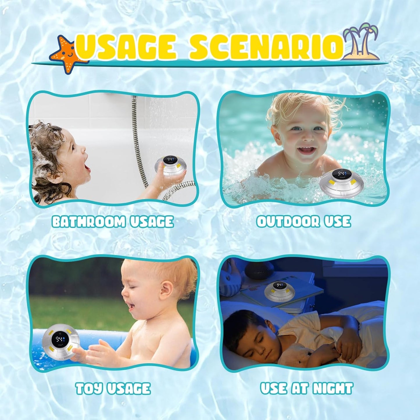 TKY Baby Bath Thermometer with Floating Toys - Digital Water & Room Temperature Monitor, Rechargeable Thermometer with Alerts for Newborn Bath Essentials, Infant Safety