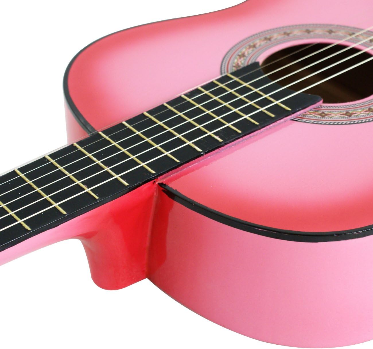 Smartxchoices 38" Acoustic Guitar Bundle with Gig Bag Strap Pitch Pipe Extra Strings Set Pick PINK 6 String for Beginners Starter Kids Girls Youths Students Right-handed (PINK)
