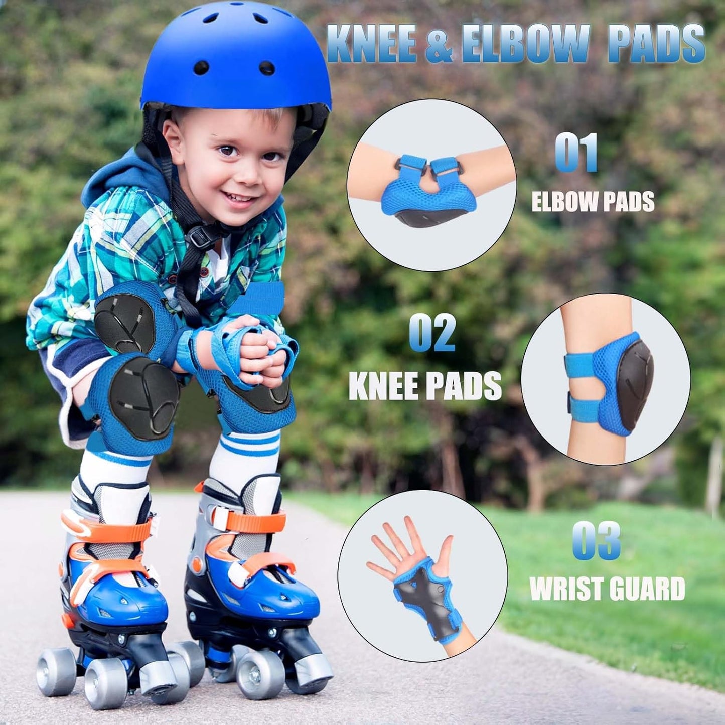 Kids Bike Helmet Set Adjustable Helmet for Ages 3-15 Kids Toddler Boys Girls Youth, Multi-Sport Bicycle Skateboarding Football Rollerskating Scooter Rollerblade Balance Bike Helmets