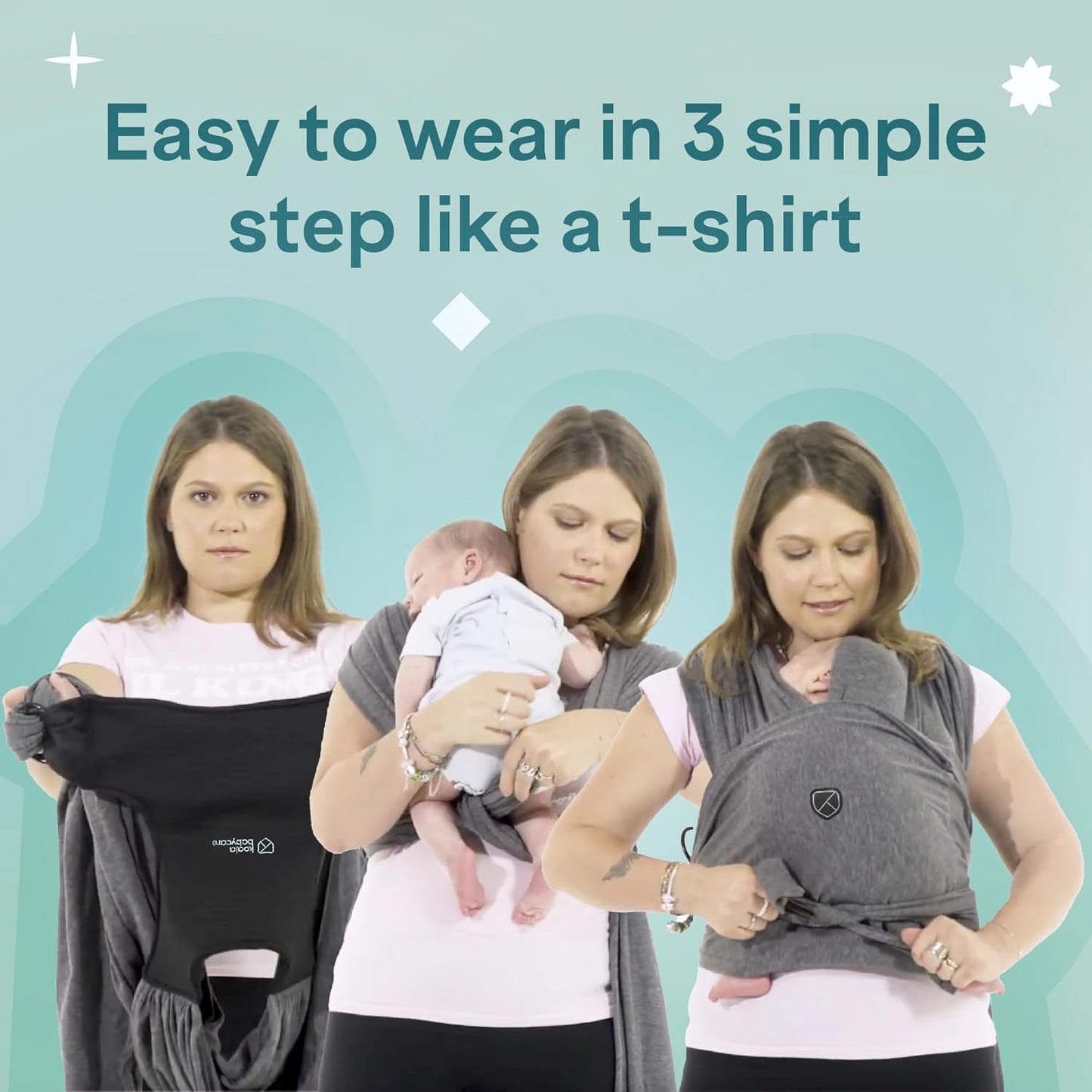 Koala Babycare Baby Carrier Wrap, Easy to Wear As a T-Shirt - Original Baby Carrier Newborn to Toddler - Sling One Size Fits All - Baby Wraps Carrier Up to 22lbs