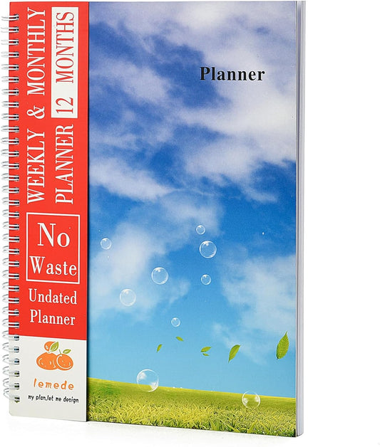 8.5"×11" Undated Weekly Planner, 158 Pages Non Date Monthly Planner Weekly To Do List Notepad with Goals & Note, A4 Large Blank Monthly Planners for Women Men Homeschool Office Supplies