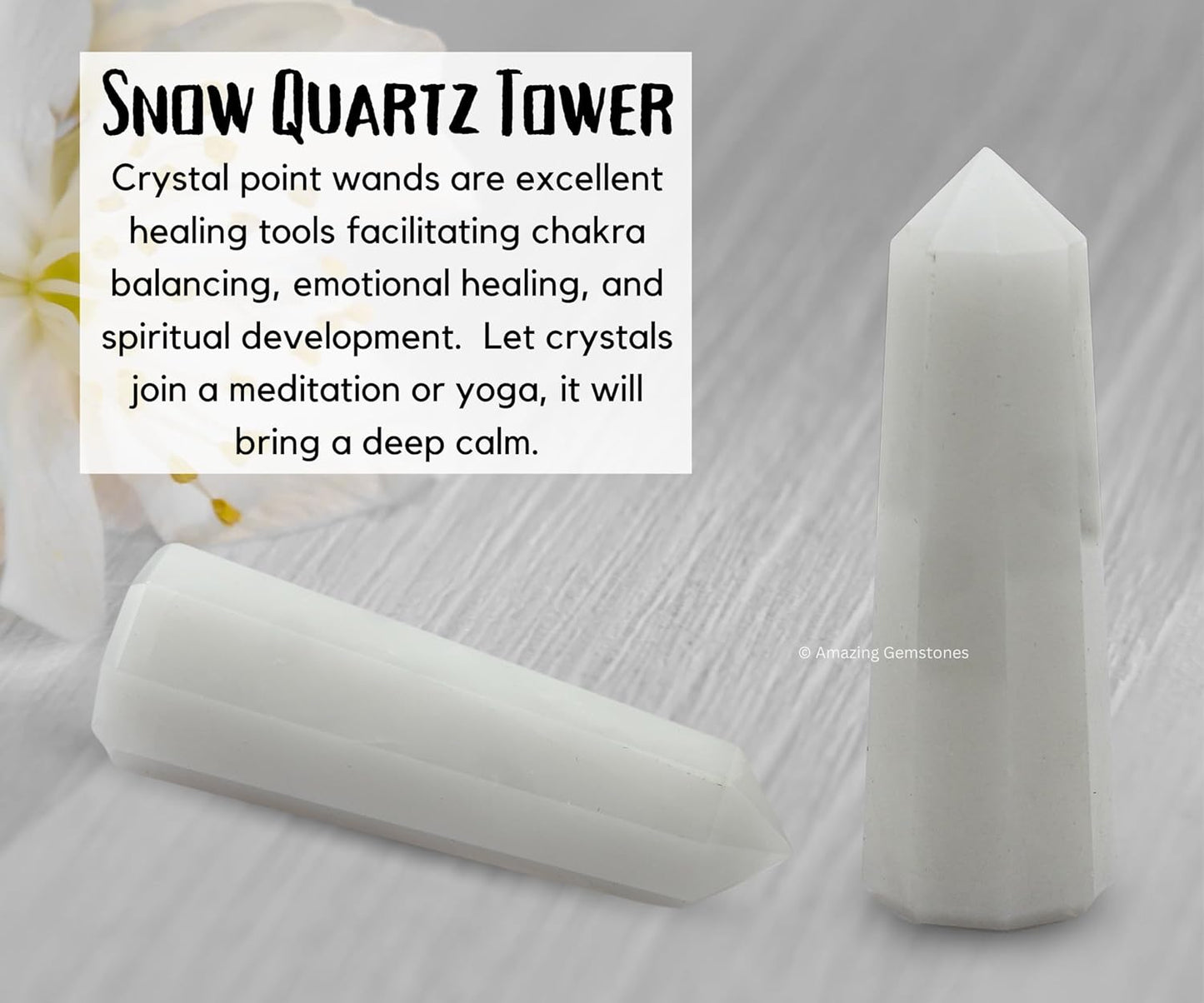 Amazing Gemstone Snow Quartz Crystal Towers - Natural Healing Crystal Point Obelisk for Reiki Healing and Crystal Grid (2" to 3" Inch)