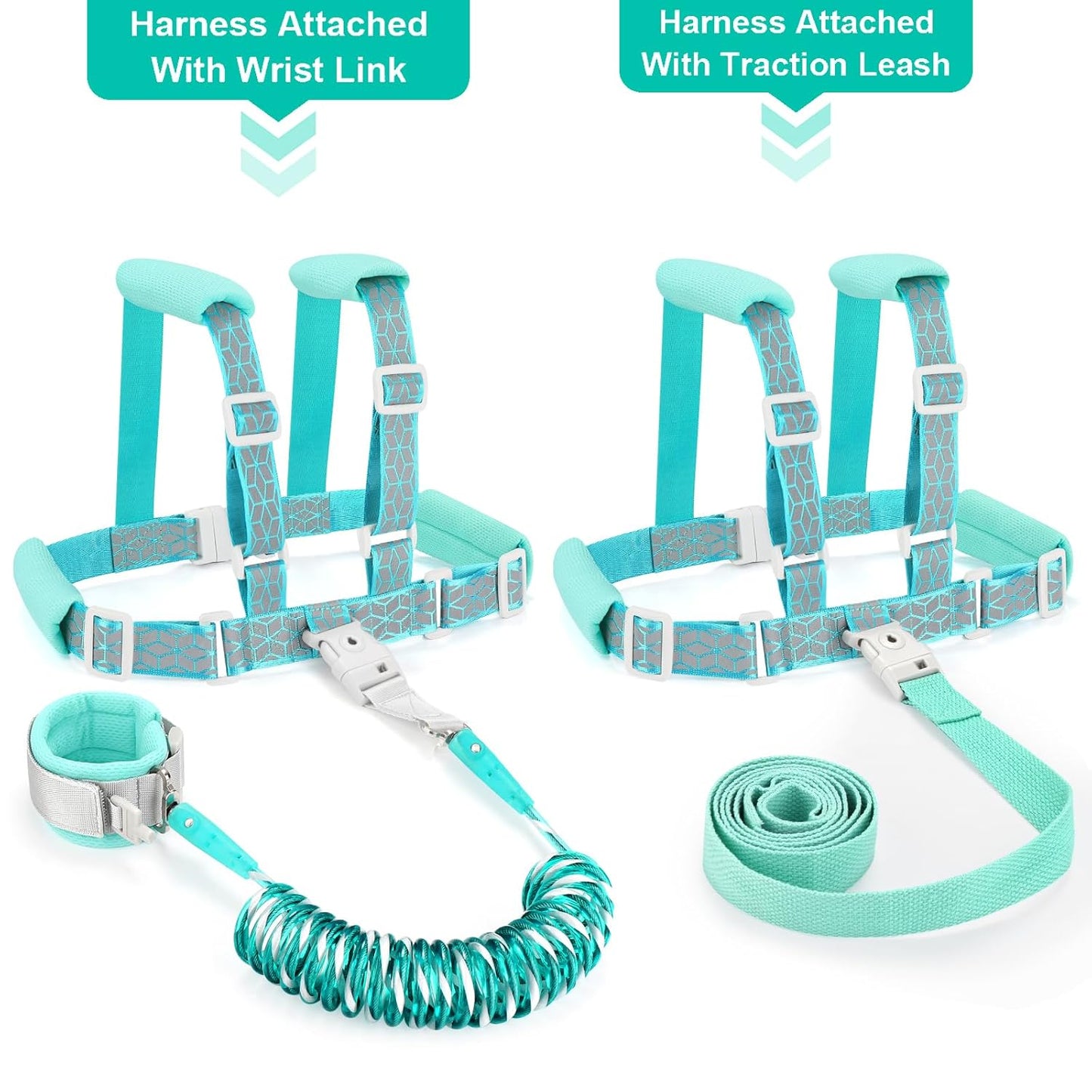 Accmor Toddler Harness Leash, Reflective Kid Harness with Anti Lost Wrist Link, Harness Leash for Toddlers, Child Walking Harness Kids Leash Wristband Belt with Lock for Baby Boys Girls to Outdoor