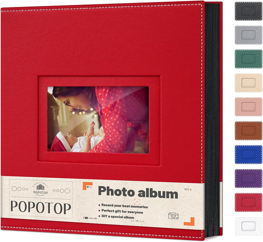 Popotop Photo Album 4x6 500 Pockets with Leather Hardcover Cover, Large Photo Album Binder Book with 50Pcs Pages for Family Travel Wedding Baby Gifts
