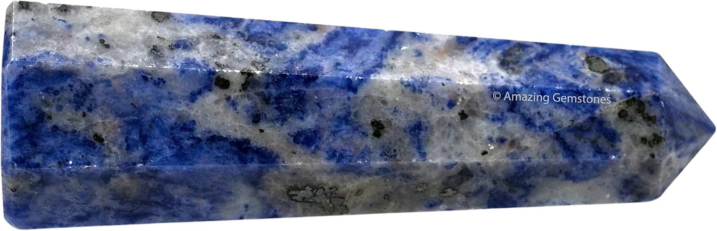 Amazing Gemstone Sodalite Crystal Towers - Natural Healing Crystal Point Obelisk for Reiki Healing and Crystal Grid (2" to 3" Inch)