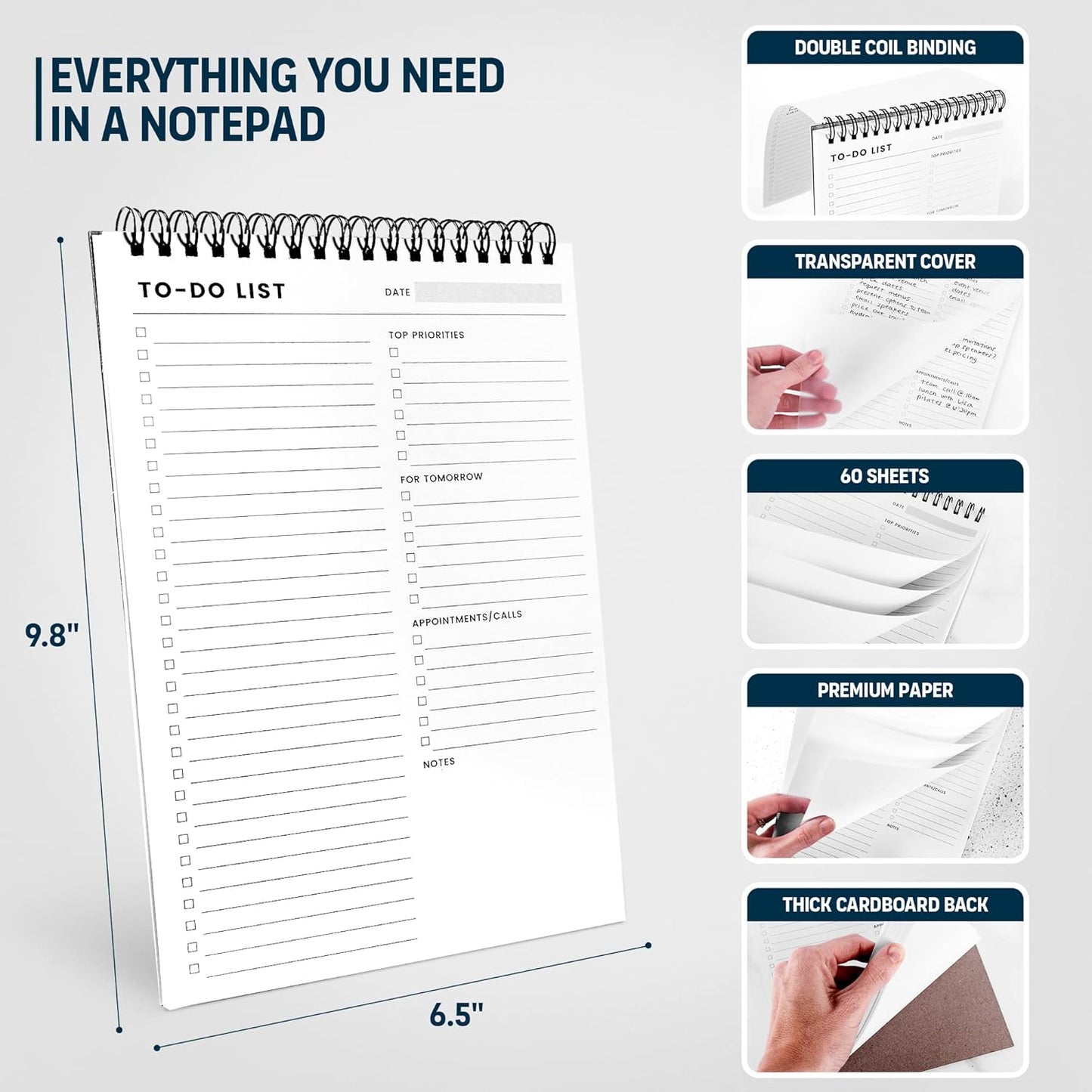 Of a Happy Kind To Do List Notepad: With Multiple Functional Sections - 6.5 x 9.8 60 Sheets - Spiral Daily Planner Notebook - Task CheckList Organizer Agenda Pad for Work - Note and Todo Organization