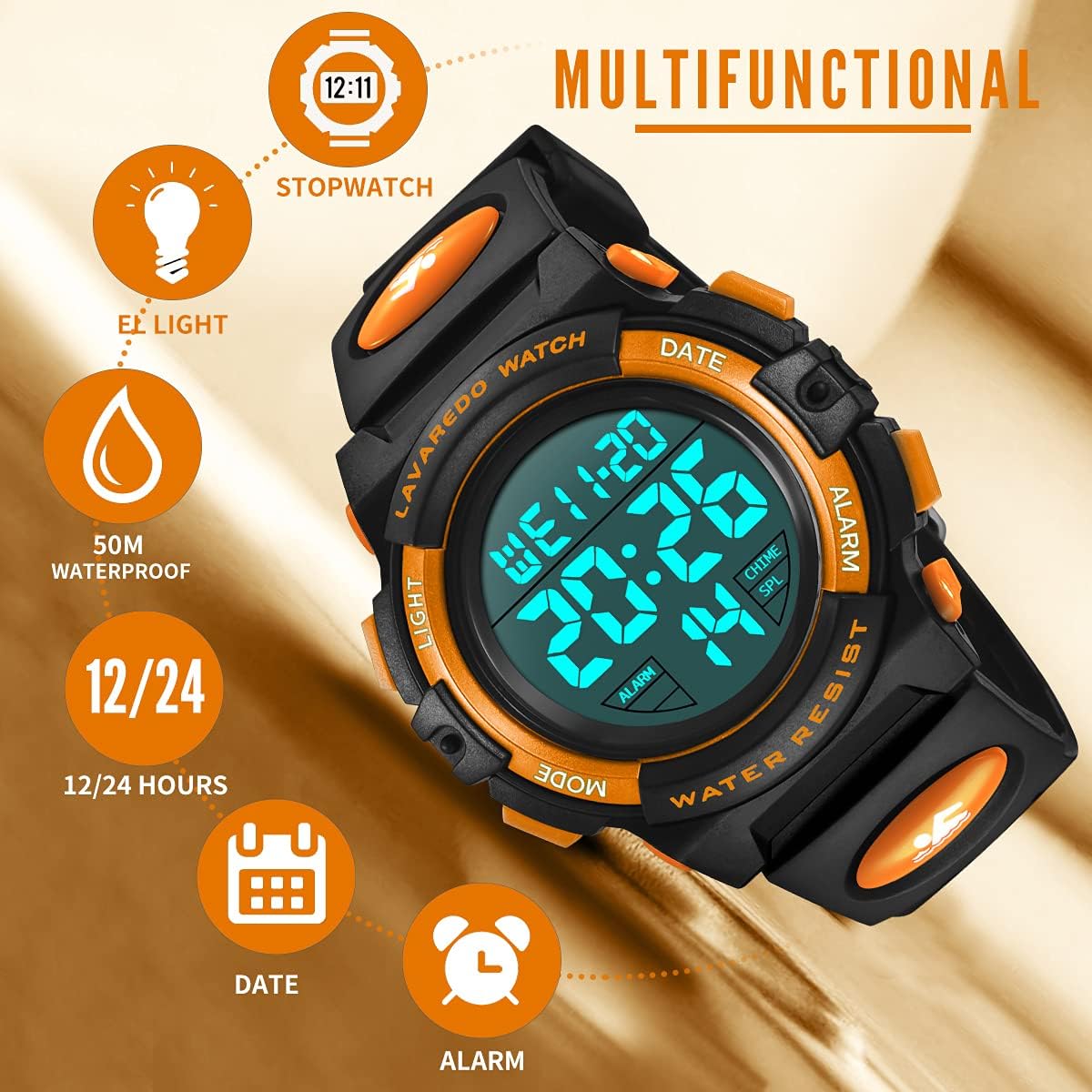 Kids Watch,Boys Watch for 3-15 Year Old Boys,Digital Sport Outdoor Multifunctional Chronograph LED 50 M Waterproof Alarm Calendar Analog Watch for Children with Silicone Band,Kids Gift