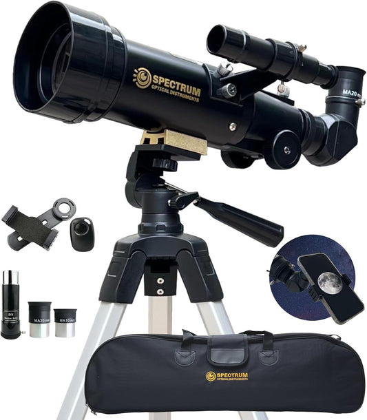SpectrumOI Telescope for Kids & Adults - Astronomy Gift, 70mm Aperture Refractor with Carry Bag & Phone Holder