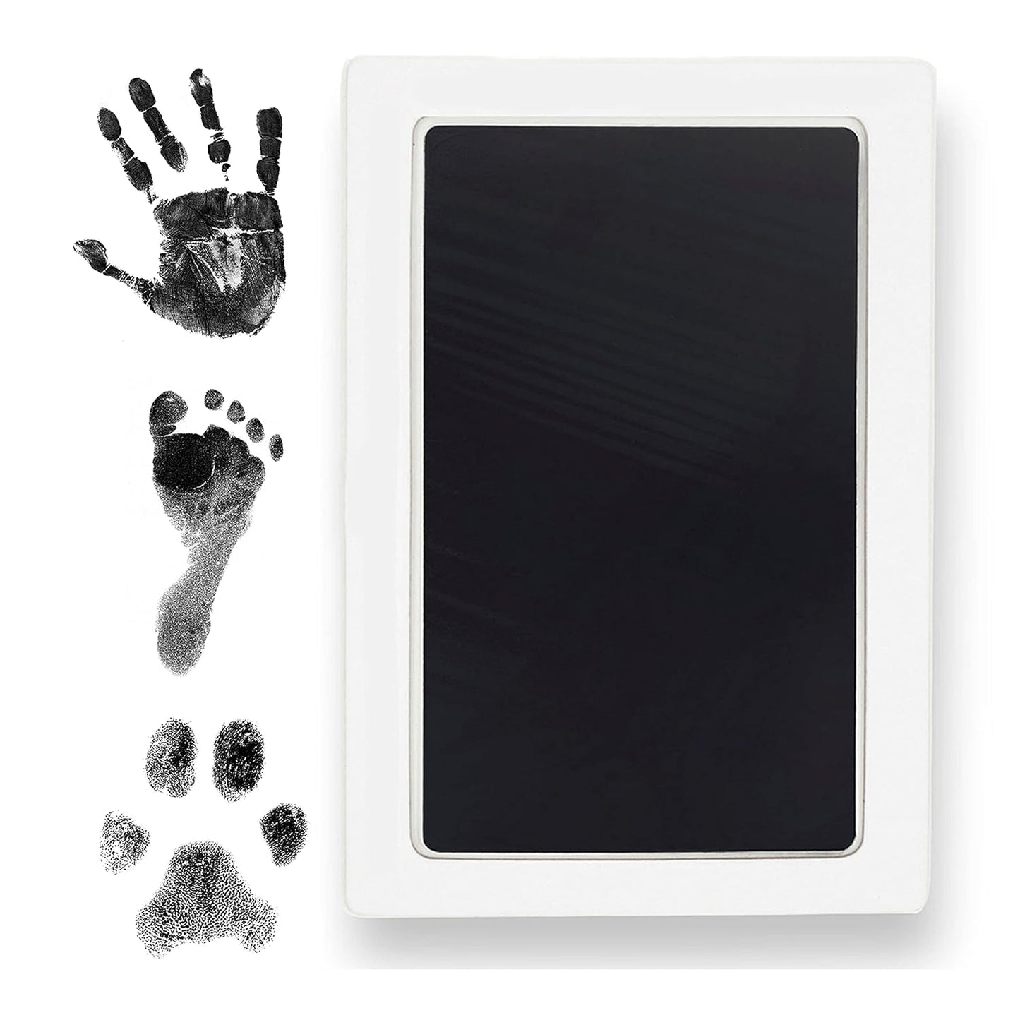 Large Clean Touch Ink Pad for Baby Handprints and Footprints – Inkless Infant Hand & Foot Stamp – Safe for Babies, Doesn’t Touch Skin – Perfect Family Memory or Gift, Black Print Kit by Tiny Gifts