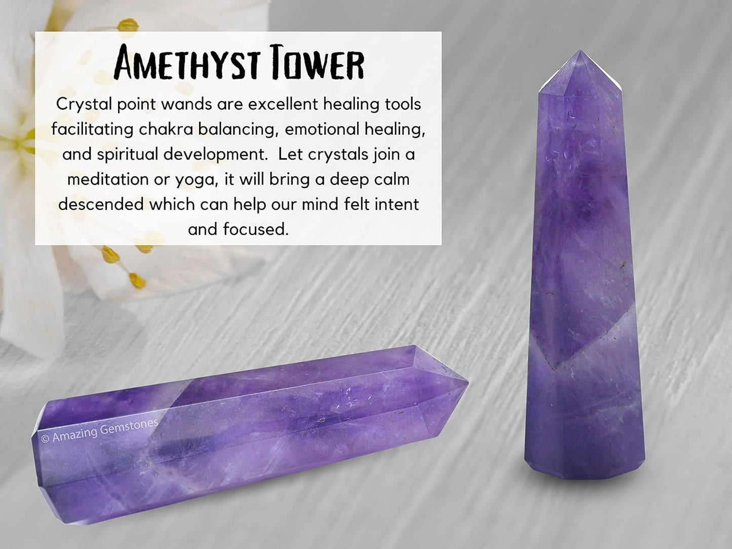 Amazing Gemstone Amethyst Crystal Towers ~ Natural Healing Crystal Point Obelisk for Reiki Healing and Crystal Grid (3- Inch)