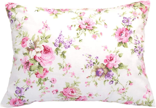 13x18 Toddler Pillowcase Cotton - Rose Pink Pillow Covers for Girls, Crib Pillows for Toddlers, Travel Size Pillow Case Cover for Girls - Pink Roses