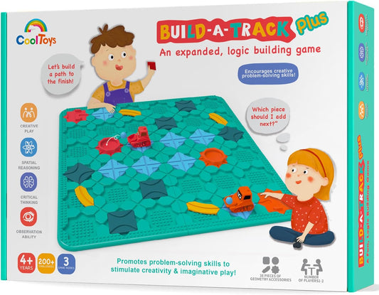 CoolToys Build-A-Track Plus Brain Teaser Puzzles for Kids Ages 4-8 - Educational Smart Logic Board Game for Children, 4 Levels & 200+ Skill-Building Challenges, Travel Boys & Girls STEM Activity