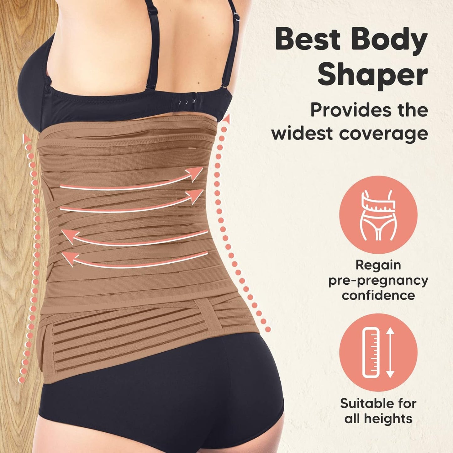 3 in 1 Postpartum Belly Support Recovery Wrap – Postpartum Belly Band, After Birth Brace, Slimming Girdles, Body Shaper Waist Shapewear,Post Surgery Pregnancy Belly Support Band (Warm Tan, M/L)